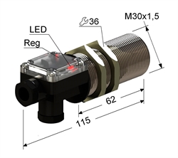 PS1-30M115-10B31-T Емкостный датчик, М30, L-115 мм, Sn 10 мм, заподлицо, PNP, размыкающий, NC, -25...+75 °C, 10...30 V DC, клеммная коробка/вывод прямо и вбок.