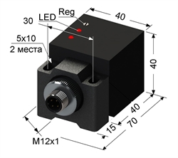 PS1-39-50N51-C4 Емкостный датчик, Sn 50 мм /25 мм, не заподлицо, PNP, переключающий, NO+NC, -25...+75 °C, 12...30 V DC, разъем/М12/4-конт.