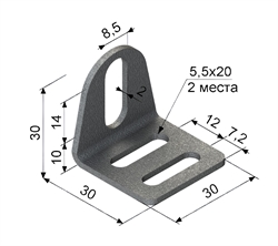Угловой стальной кронштейн М8 с поперечной регулировкой.