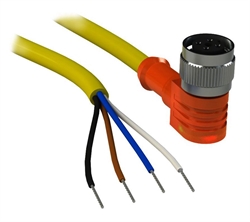 Соединитель угловой. Гнездо 4-pin М12. Индикация выхода и питания. Длина кабеля 2 м (4x0,2).