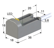PSN04-P2 Индуктивный датчик, Sn 5 мм, PNP, размыкающий, NC, -25...+75 °C, 5,5...30 V DC, кабель ПВХ 4 мм/3x0,14/ 1 м.
