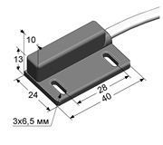 Магниточувствительный датчик, геркон, Sn 10 мм, не заподлицо, -25...+75 °C, кабель ПВХ 3,7х5,9 мм/2x0,5/ 0,3 м.