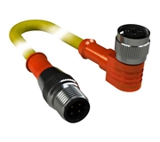Соединитель прямой. Вилка прямая / гнездо угловое 4-pin M12. Длина кабеля 2 м (3x0,35).
