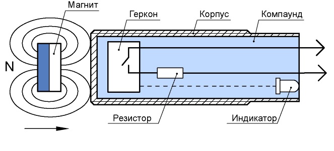 Геркон датчик схема